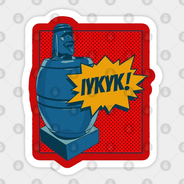 Comic-Style Barrel Man: Unveil the Mystery with 'IYKYK' Sticker by Bear World Industries